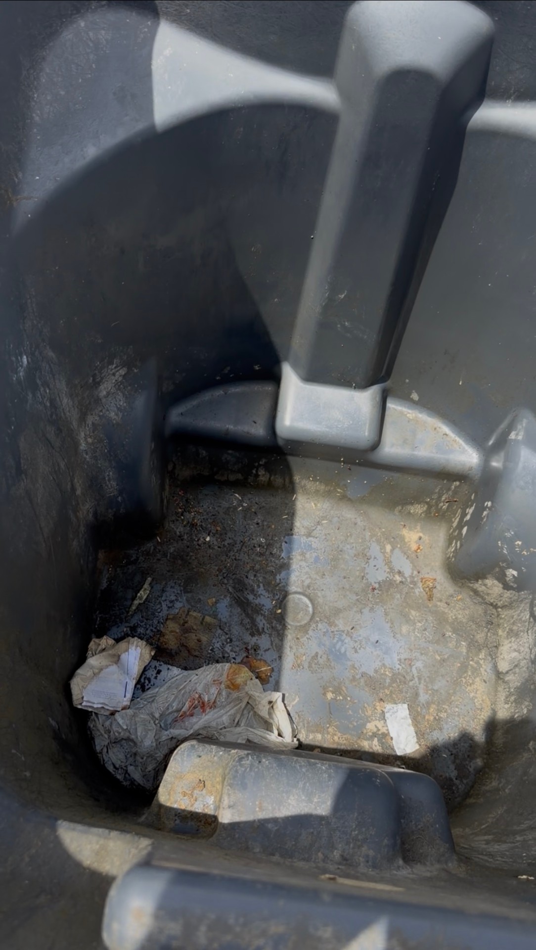 Trash can interior before BinBetter cleaning, North Georgia